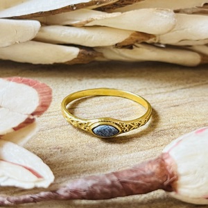 Unique Design Lapis Lazuli <b>Ring</b> Boho Brass Jewelry Women 18k Gold Plated <b>Dainty</b> Geometric Filigree <b>Ring</b> For Wholesale/OEM/ODM - Product Image 1