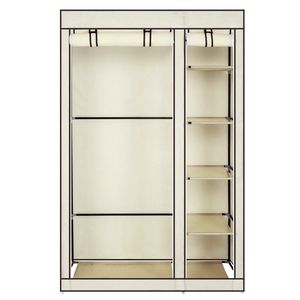 Armadio Portatile in Plastica Beige da 67 Pollici con Tessuto Non Tessuto e Asta Appendiabiti, Montaggio Rapido e Semplice, Design Pieghevole - Product Image 5