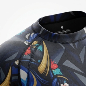 เสื้อรัดรูปแขนยาวสำหรับผู้ชาย พิมพ์ลายหน้ากากซามูไรลายดอกไม้ด้านหน้า ป้องกันรังสียูวี 50 แห้งเร็ว ผลิตจากผ้าสแปนเด็กซ์ - Product Image 6