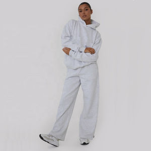 Conjunto de 2 piezas de chándal de algodón polar para mujer, holgado y cómodo, personalizable al por mayor de fábrica - Product Image 2