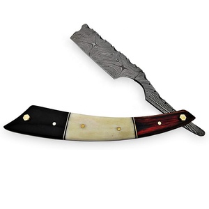 Maquinilla de afeitar de acero de Damasco personalizable, diseño de seguridad plegable clásico, bolsa de cuero con mango de madera OEM para uso industrial - Product Image 2