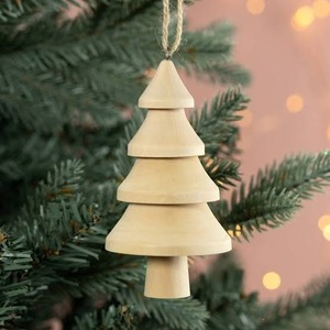 Ornement mural de Noël en bois de style moderne fait à la main, écologique, taille personnalisable, décoration de fête - Product Image 1