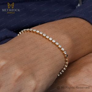 กำไลข้อมือเทนนิสเพชรธรรมชาติทรงเบเซล ทองคำ 14k สีเหลือง งานแฮนด์เมด เครื่องประดับอัญมณีชั้นดี ขายส่ง - Product Image 6