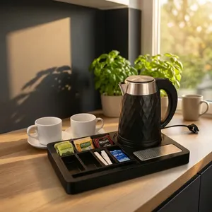 Black Electric <b>Kettle</b> Set with Matte Finish Non-Slip Base for Beverage Service Zone - Product Image 4