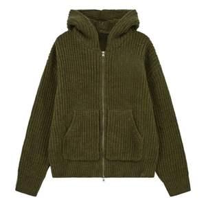 Sweat à capuche zippé en tricot côtelé épais kaki pour homme – Sweat à capuche zippé de qualité supérieure en tricot lourd – Vêtement décontracté - Product Image 1