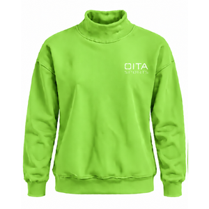 Lime Green Women Turtleneck Sweatshirt Long Sleeve <b>Pullover</b> Loose Fit Fleece High Neck Casual Winter Streetwear Fashion <b>Jumper</b> - Product Image 1
