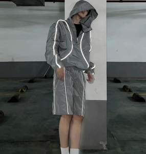 Boys Color Blocking Tracksuit Set Hooded Half-<b>Zip</b> Jacket Drawstring Shorts Quick Dry Lightweight Sporty Style Summer Wear - Product Image 2
