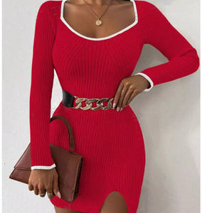 Vestido suéter ajustado de punto acanalado - Product Image 1