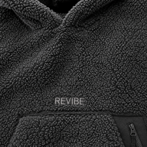 Custom Mens Charcoal <b>Sherpa</b> Hoodie Oversized Heavy Fleece Pullover Winter Hooded Sweatshirt OEM Supplier - Product Image 5