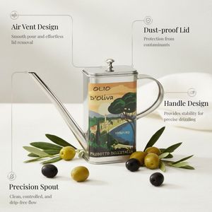 [Holar] Distributeur d'huile d'olive rectangulaire en acier inoxydable de qualité alimentaire, fabriqué à Taïwan, pour la cuisine - Product Image 2