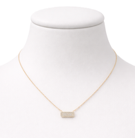 Collar de Novia de Oro Amarillo Sólido de 10K, 14K, 18K con Diamantes Cultivados en Laboratorio, Colgante Horizontal Minimalista con Pavé, Venta al por Mayor