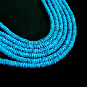 Perles Heishi facettées en turquoise d'Arizona, perles en turquoise naturelle en forme de pneu, 4-6 mm, perles de pierres précieuses en turquoise pour la fabrication de bijoux, 16 pouces - Product Image 6