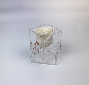 Vente en gros Mini boîte à bijoux en acrylique simple plat en promotion avec <span class=keywords><strong>logo</strong></span> imprimé carré Fabriqué en Chine Boîte à rose éternelle en <span class=keywords><strong>plexiglas</strong></span> - Product Image 2