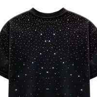 T-shirt personnalisable en jersey 100% coton, imprimé sérigraphié, avec graphique en strass, coupe oversize, logo de marque, streetwear