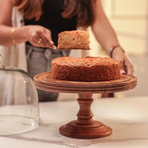 Support à gâteau rond en bois Curio Craft avec dôme en verre, présentoir à desserts fait main, finition bois naturel, écologique CC-HCS 26 - Product Image 5