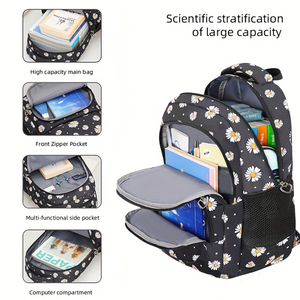 3PCS Girls Daisy Custom Print School Backpack <b>Set</b> Insulated <b>Lunch</b> Bag Pencil Case Large Capacity Waterproof Wholesale - Product Image 6