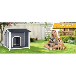 Caseta para Perros Pequeños y Medianos, Resistente a la Intemperie, con Fácil Montaje, Diseño de Piso Elevado, Techo de Asfalto, Refugio de Madera para Mascotas - Product Image 2