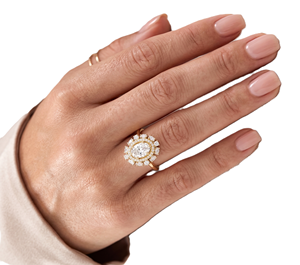 Wholesale Fine Ring 14K 18K Solid Gold Oval Cut Lab Grown Diamond Halo Floral Cluster Engagement Ring Double Halo <b>Bridal</b> Jewelry - Product Image 5