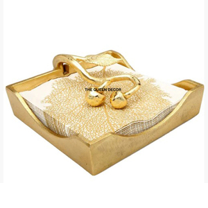Porte-serviettes en métal inoxydable poli brillant, design en forme de feuilles de vigne, pour la décoration de table de mariage ou de dîner - Product Image 2