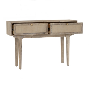 Premium Modern Rattan <b>Console</b> <b>Table</b> with 2 Drawers for Living Room and Apartment Use - Product Image 2
