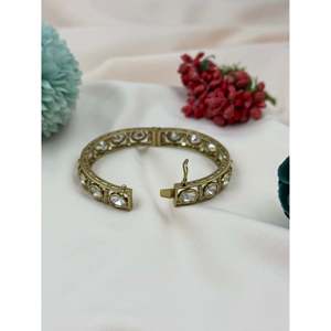 Indian Ethnic Fashion Bangle-Saffron Victorian Openable Bracelet - Product Image 3