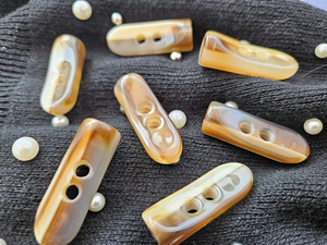 Botones Clásicos Estilo Ágata de 2 Agujeros para Abrigos, Tipo Duffel, de Cuerno Natural con Técnica Pulida, Decorativos - Product Image 5