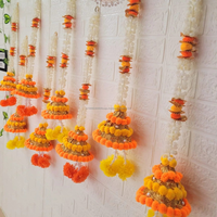 Mogra Gota Pom karangan bunga buatan tangan dekoratif tali lonceng dekorasi panggung pernikahan Haldi, Mehndi, Sangeet, pesta nikmat Dekorasi Rumah