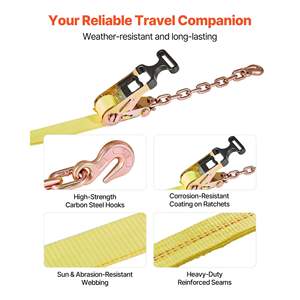 Kit de Amarre con Trinquete de Alta Resistencia, 10009 Libras de Resistencia a la Rotura, Correa de Remolque Tipo Neumático, Sistema de Amarre para Automóviles, SUV, ATV, Motos de Nieve - Product Image 6