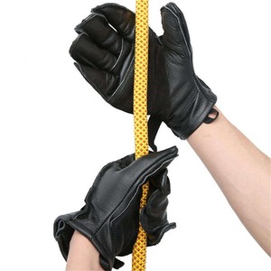 Tactical Leather Gloves With Adjustable Wrist <b>Strap</b> For Outdoor Men Use - Product Image 5