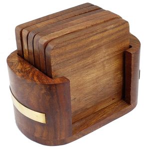 Rectangle Wooden Coasters-Durable Classic <b>Drink</b> Coffee & Tea Coasters for Kitchen Use - Product Image 4