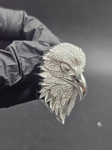 Colgante de águila personalizado, completamente cubierto de moissanita incolora, en plata 925, joyería hip hop con diamantes VVS personalizados de la India. - Product Image 4