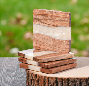 Posavasos de Madera y Resina Hechos a Mano, Personalizados, Ecológicos, Estilo Rústico, Reutilizables para el Hogar, Bodas y Eventos - Mejor Precio - Product Image 1