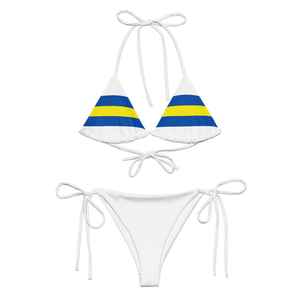 Vente en gros usine – Nouveauté : Maillot de bain bikini sexy 2 pièces à motif uni avec logo frontal pour femme – String bikini - Product Image 1