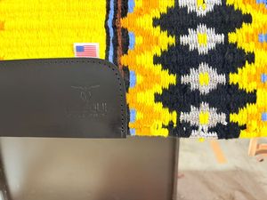 Manaal Enterprises <b>Yellow</b> Geometric Pattern Western Saddle Pad Wool Shell Fleece Lined Polyester Filling Riding Equipment - Product Image 4