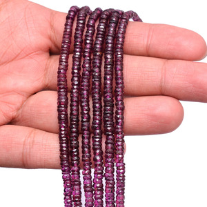 AAA+ Rhodolite 4mm-5mm Faceted Heishi <b>Beads</b> Natural Purple Garnet Semi Precious Gemstone Rondelle Spacer Loose <b>Beads</b> For Jewelry - Product Image 3
