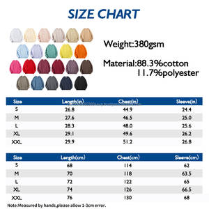 100% sudaderas de algodón para hombre, logotipo personalizado de alta calidad, 380G, Terry francés, jersey de cuello redondo en blanco sólido, sudadera XL - Product Image 3