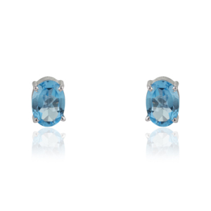 Hot Selling 925 <b>Sterling</b> <b>Silver</b> 100% Genuine Oval Cut Blue Topaz Fine <b>Stud</b> Earrings For Women's Daily Wear Jewelry - Product Image 1