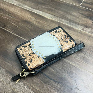 New Personalized High Quality Hand Tooled Genuine Cowhide Leather <b>Tote</b> <b>Bag</b> & Wristlet Clutch for Women Luxury 2 Piece Combo Sets - Product Image 6