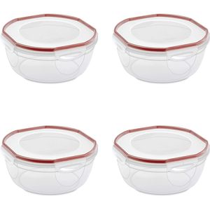 Contenitori Ermetici per Alimenti da 4,7 Qt, Set da 4 con Coperchio a Chiusura Ermetica, Adatti per Microonde e Lavastoviglie, con Guarnizione Rossa Trasparente - Product Image 1
