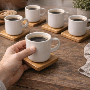 Ensemble de sous-verres en bois avec support, sous-verres en bois faits à la main pour table basse, table à manger, décoration de la maison et du bureau - Product Image 3