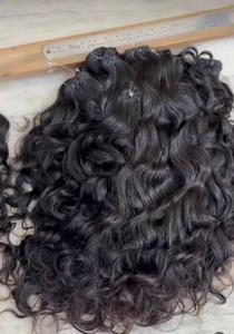 100% Raw Natural rizado doble trama solo donante indio cabello humano Color Natural cutículas alineadas extensiones de cabello sin enredos - Product Image 4