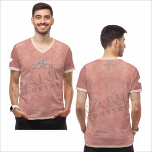 T-shirts pour hommes en coton 100% - Coupe ample respirante à col en V - Logo imprimé personnalisé - Marque privée - Vêtements d'été - Product Image 4