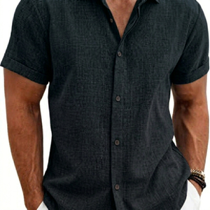 เสื้อเชิ้ตผู้ชายลำลอง แขนสั้น ผ้าป้องกันการเป็นขุย ย้อมเส้นด้าย สำหรับชายหาด ฤดูร้อน งานแต่งงาน  วิธีการถักทอแบบนิตติ้ง - Product Image 2