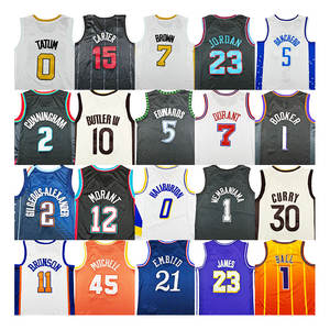 Venta al por Mayor de Camisetas de Baloncesto Americanas Cosidas 2026, Camiseta de Baloncesto con Números 0 Tatum, 5 Edwards, 7 Durant, 12 Morant, 30 Curry, 23 James - Product Image 5