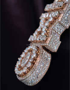 Pendentifs de mariage/fiançailles vintage en or rose 10 carats, diamants taillés de laboratoire IGI/GIA, unisexe, pour style hip-hop, bijoux rap - Product Image 2