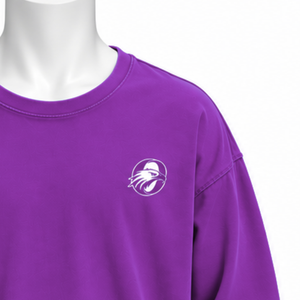 T-shirt à manches longues en coton violet réversible, coupe oversize, effet délavé vintage, épaules tombantes, coupe ample, unisexe, haut décontracté et tendance - Product Image 5