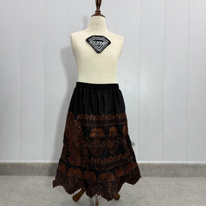 Wholesale Vintage Black Embroidery Long Skirt Women Casual High Waist <b>Elastic</b> Midi Skirts Ethnic Style Boho Maxi Dress Plus Size - Product Image 1