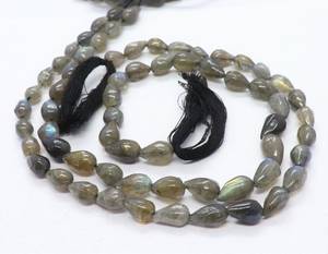 Cuentas de labradorita natural lisas en forma de lágrima de 6x8 mm, cuentas de labradorita en forma de gota de 13 pulgadas, labradorita en forma de lágrima recta para la fabricación de joyas. - Product Image 2