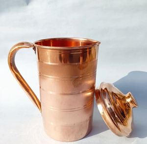 Ensemble de carafes en cuivre pour une hydratation propre et saine, ensemble métallique de stockage d'eau avec verres, durable, réutilisable, vaisselle de cuisine. - Product Image 2