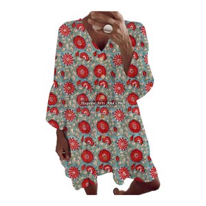 ชุดเดรสผ้าฝ้ายพิมพ์ลายบล็อกสำหรับฤดูใบไม้ผลิและฤดูร้อน เสื้อผ้าฤดูร้อนสำหรับผู้หญิง ขายส่งจากอินเดียและปากีสถาน - Product Image 1